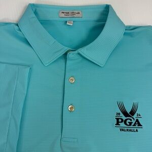 Peter Millar Summer Comfort Polo Shirt Men XL Blue Striped PGA 2024 Valhalla